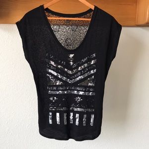 Express Aztec Sequined Top